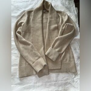 Banana Republic Beige Open-Front Ribbed Cardigan